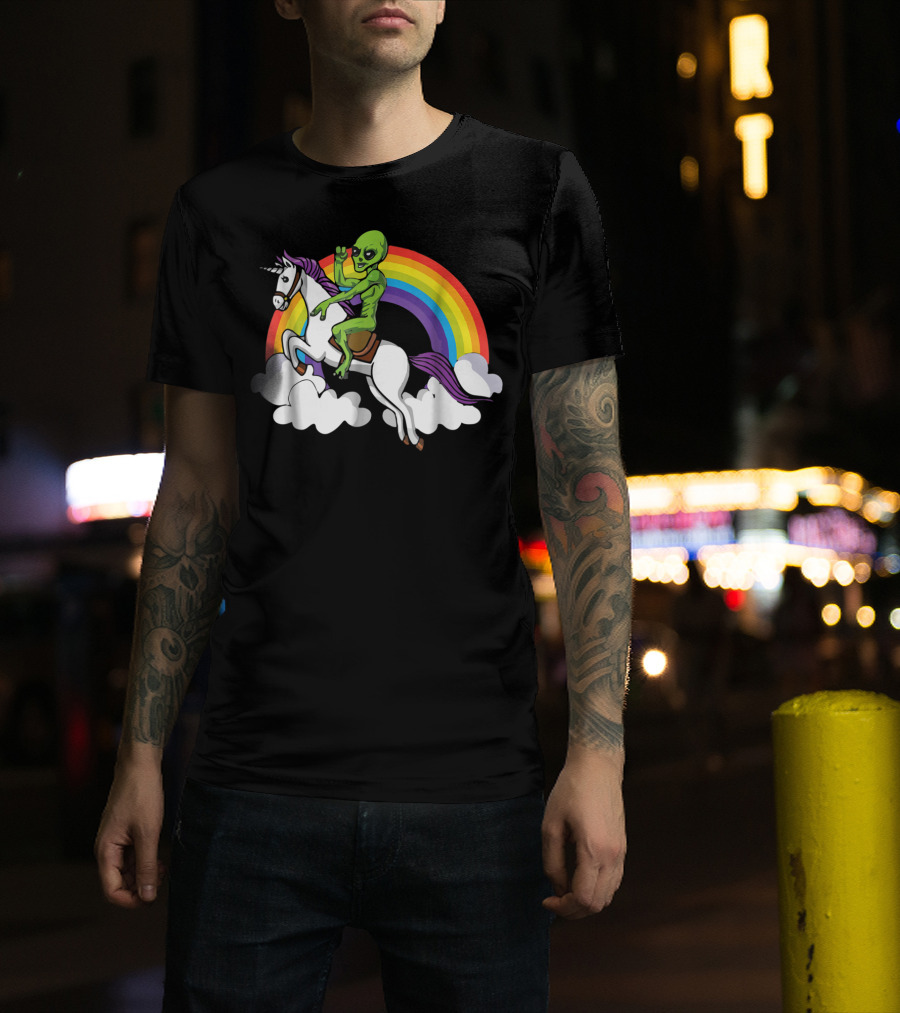 Alien Riding Unicorn T-Shirt