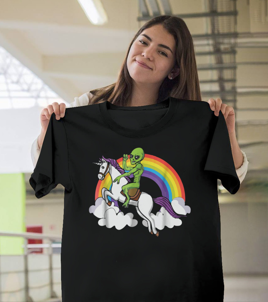 Alien Riding Unicorn T-Shirt