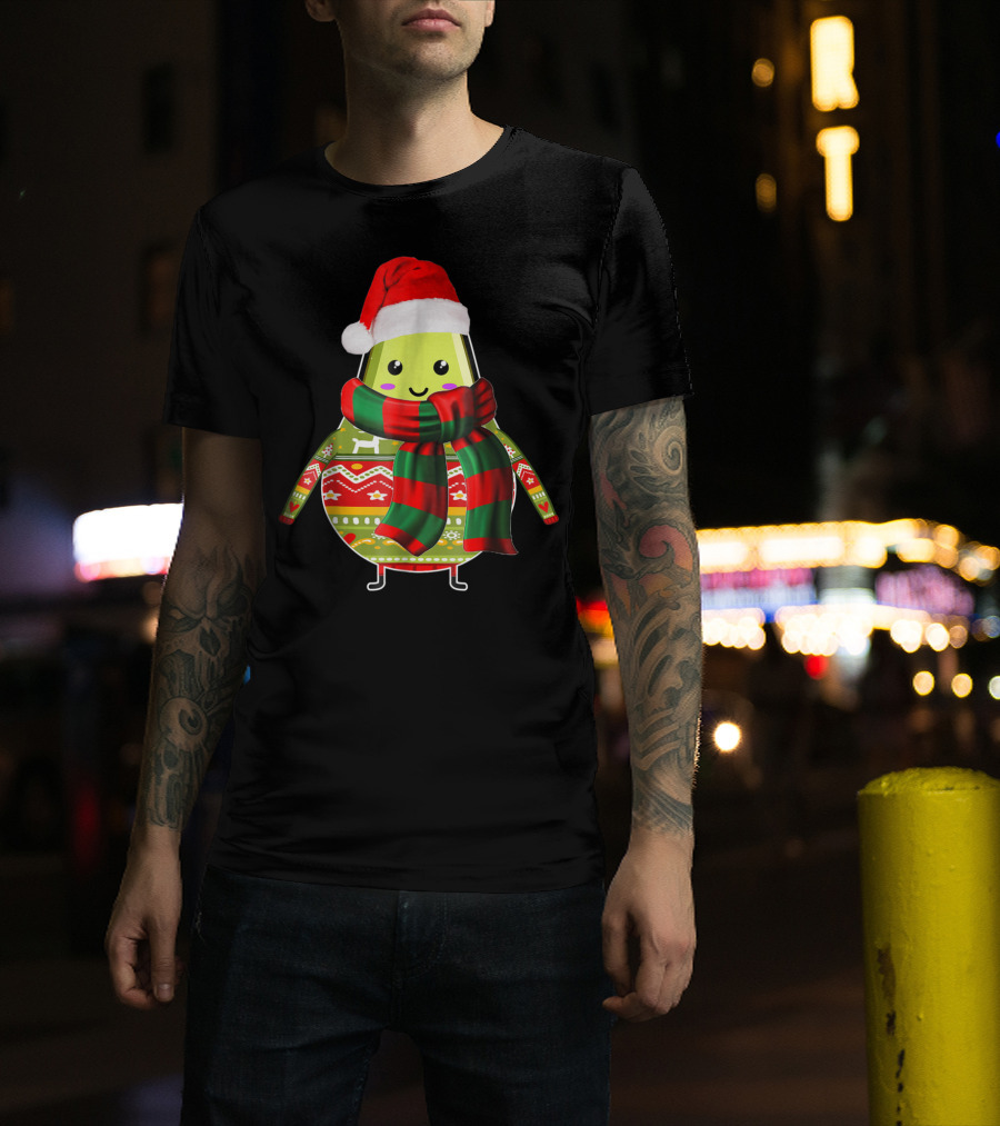 Avocado Ugly Christmas Cool Fruit Lover Santa Hat Holiday T-Shirt