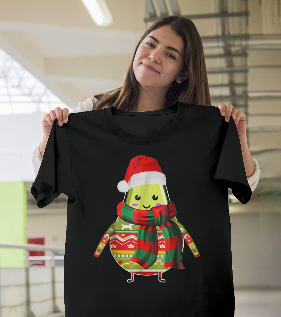 Avocado Ugly Christmas Cool Fruit Lover Santa Hat Holiday T-Shirt