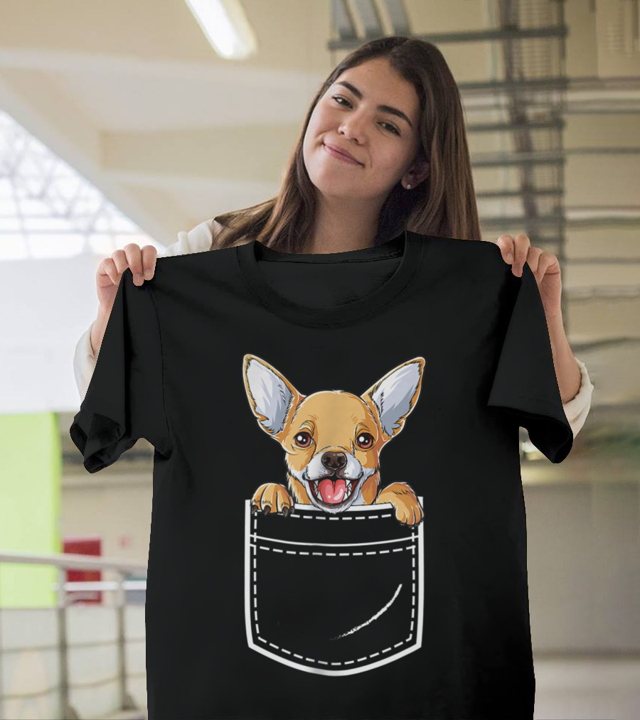 Chihuahua Dog Puppy in Your Front Pocket Women3 T-Shirt