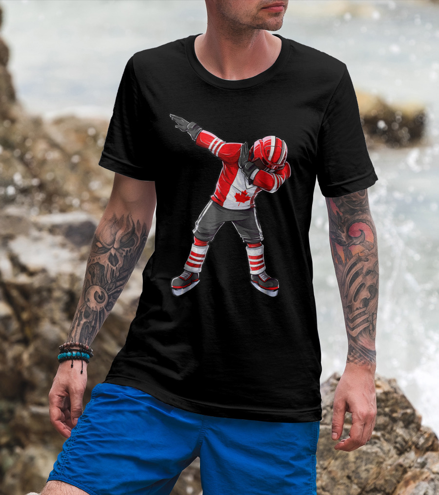 Dabbing Canada Flag Hockey Squad Boys Men Ice2 T-Shirt