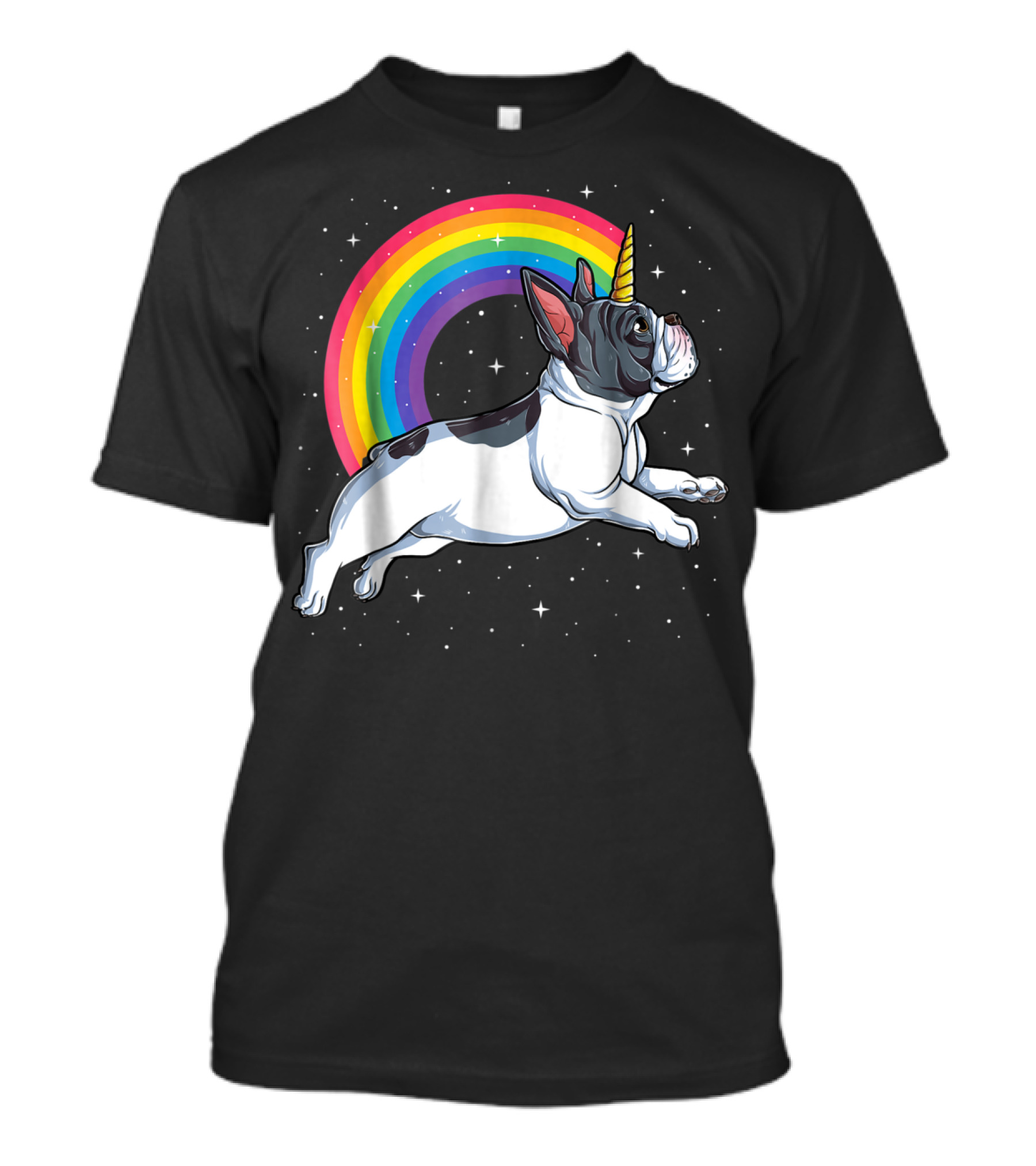 Frenchicorn7 Kids French Bulldog Unicorn With Rainbow Stars T-Shirt