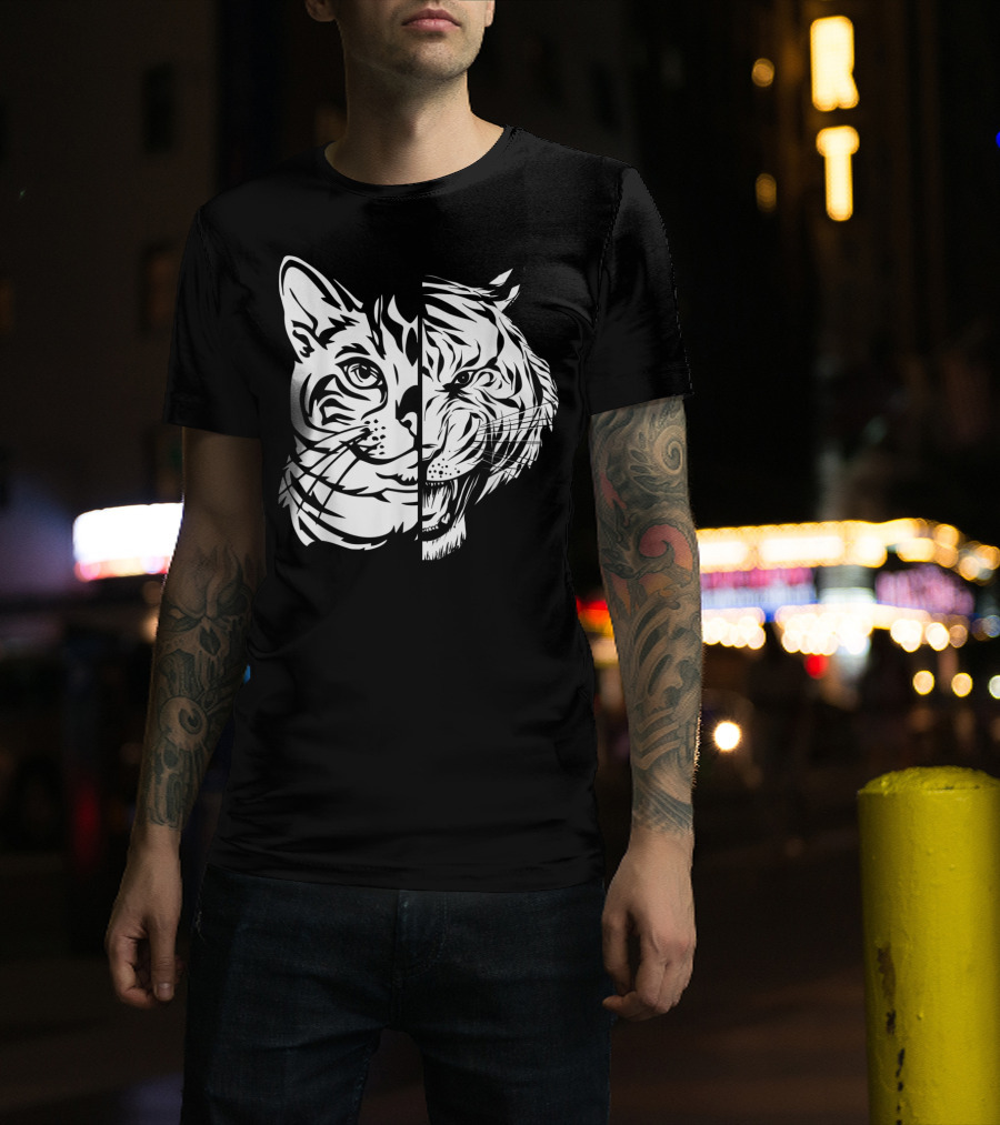 Funny Cat Lover Bengal Cat Shadow Bengal Tiger Fusion T-Shirt