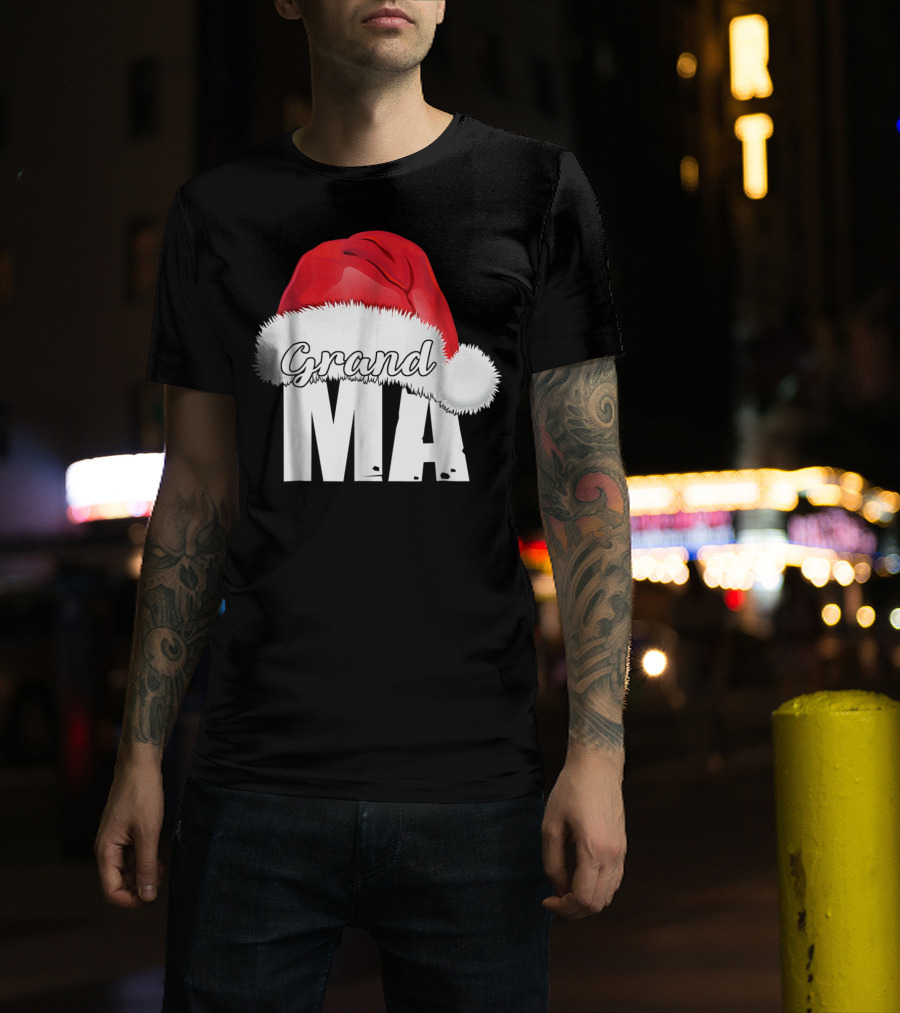 Grandma Christmas Santa Hat Family T-Shirt
