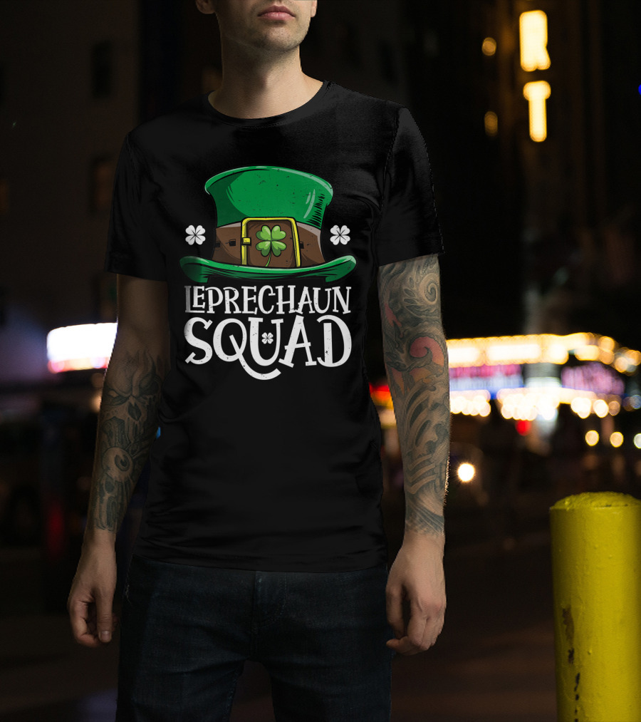 Leprechaun Squad St Patricks Day Costume12 Green Hat Clover Shamrock T-Shirt