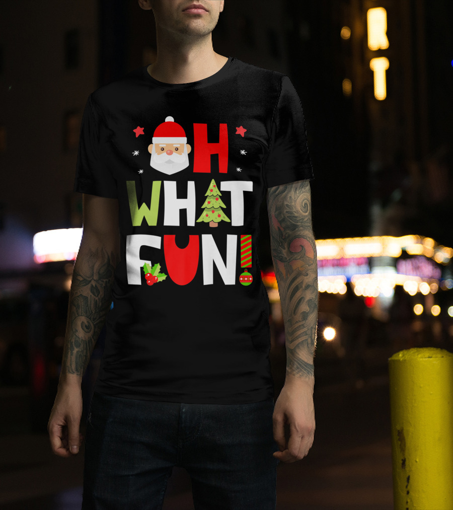 Christmas Kids Boys Oh What Fun Santa Xmas Tree T-Shirt