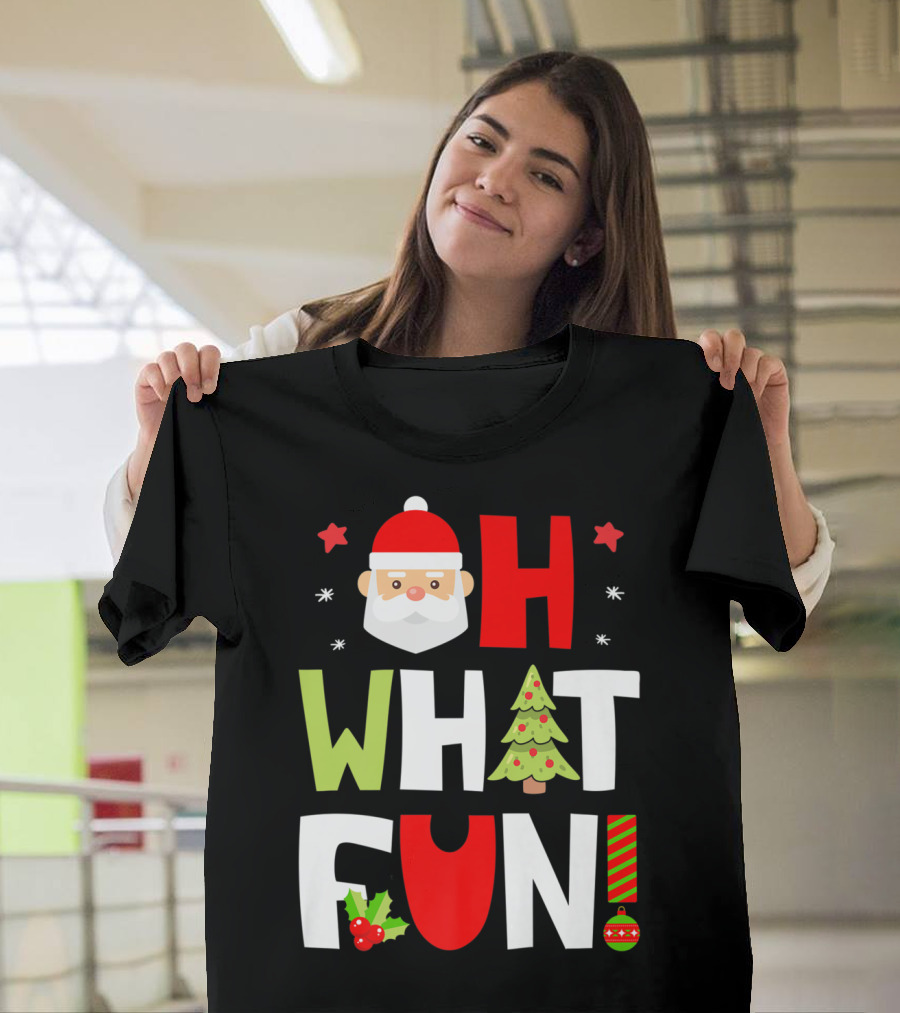 Christmas Kids Boys Oh What Fun Santa Xmas Tree T-Shirt