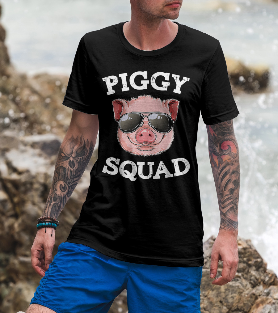 Piggy Squad Pig Lovers Farming Farmer Girls Sunglasses T-Shirt