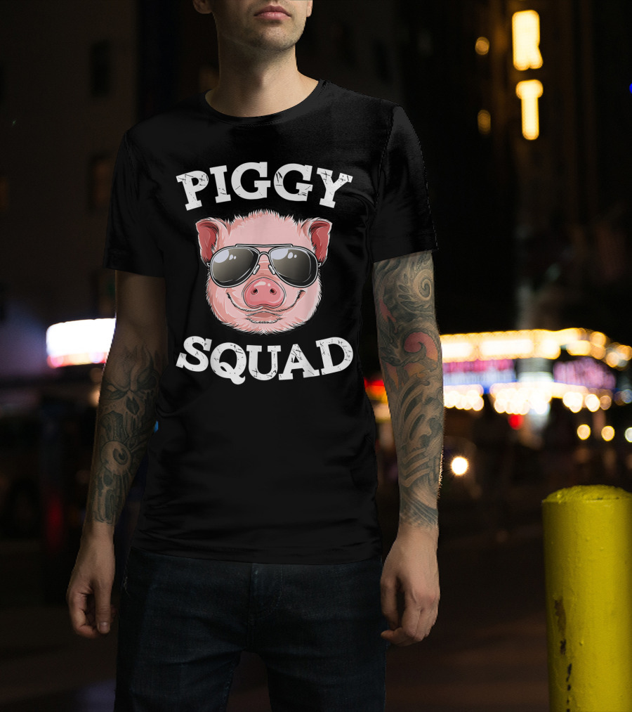 Piggy Squad Pig Lovers Farming Farmer Girls Sunglasses T-Shirt