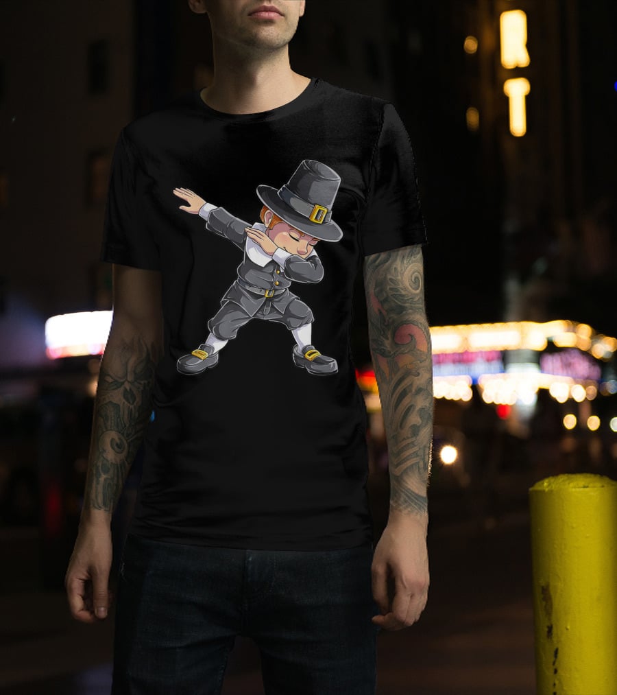 Thanksgiving Dabbing Pilgrim Boy Dab Pose T-Shirt