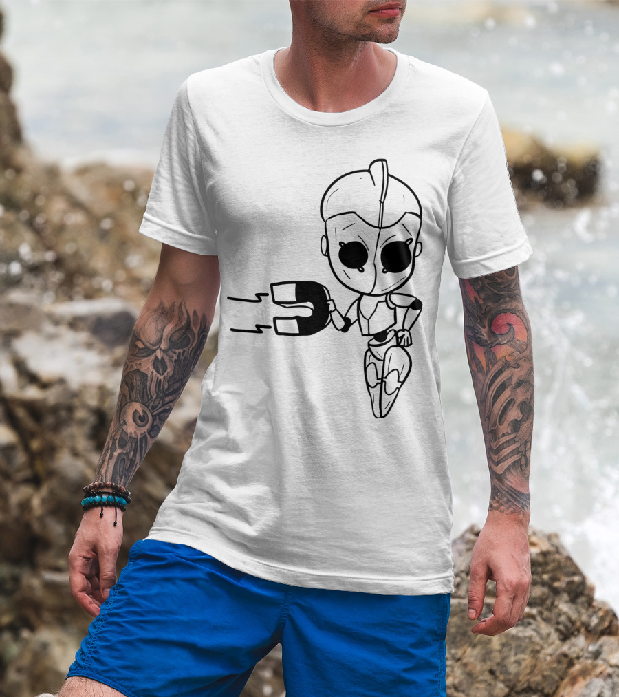 Valentines Couples Girl Her Him Girls Magnet Robot T-Shirt