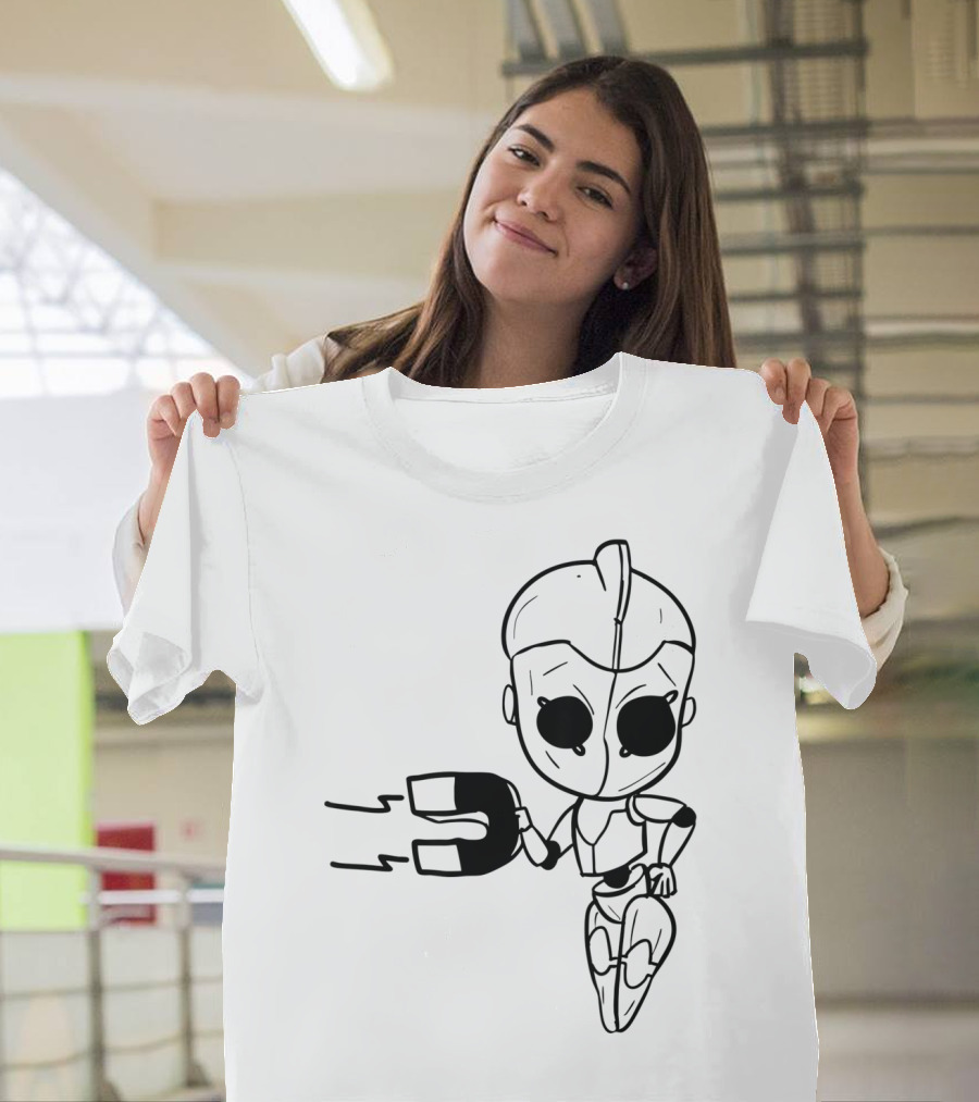 Valentines Couples Girl Her Him Girls Magnet Robot T-Shirt