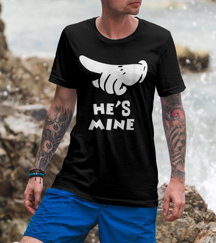 Valentines Day He's Mine Couples Hand Design 15 T-Shirt