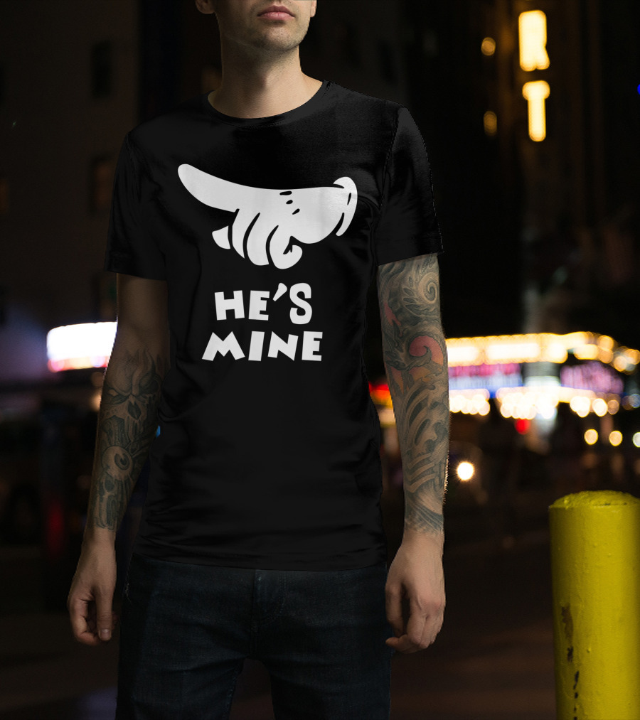 Valentines Day He's Mine Couples Hand Design 15 T-Shirt