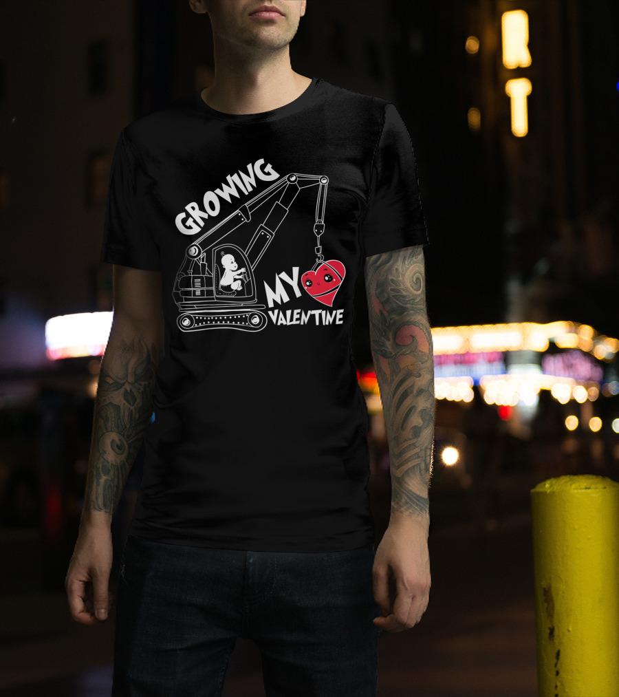Growing My Valentine Valentine's Children Excavator Heart T-Shirt