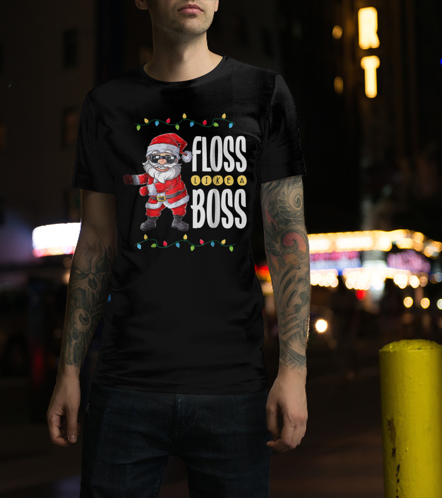 Christmas Santa Floss Like A Boss Flossing 8 Dance Lights T-Shirt