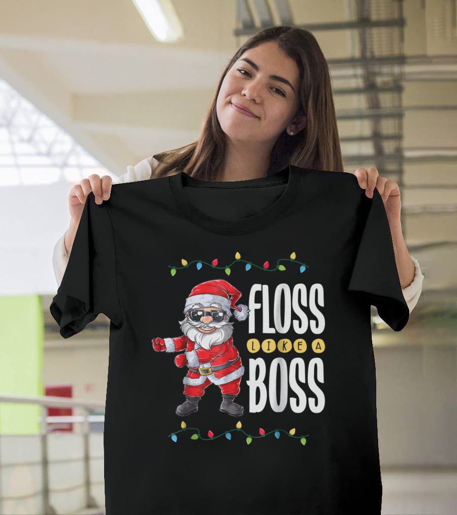 Christmas Santa Floss Like A Boss Flossing 8 Dance Lights T-Shirt