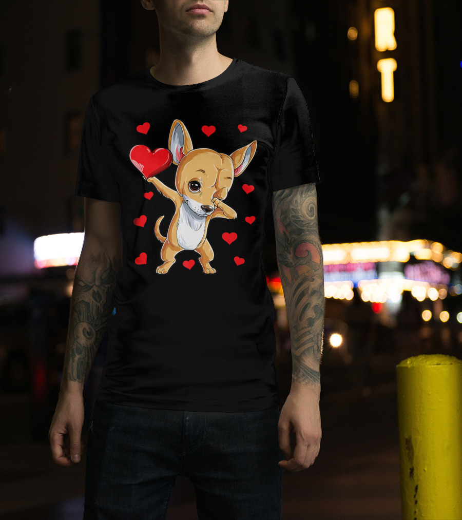Dabbing Chihuahua Valentines Day Dog Lover Heart Boys4 T-Shirt