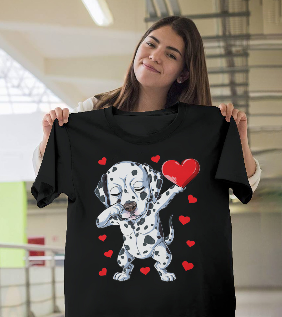 Dabbing Dalmatian Valentines Day Dog Lover Heart Boys1 T-Shirt