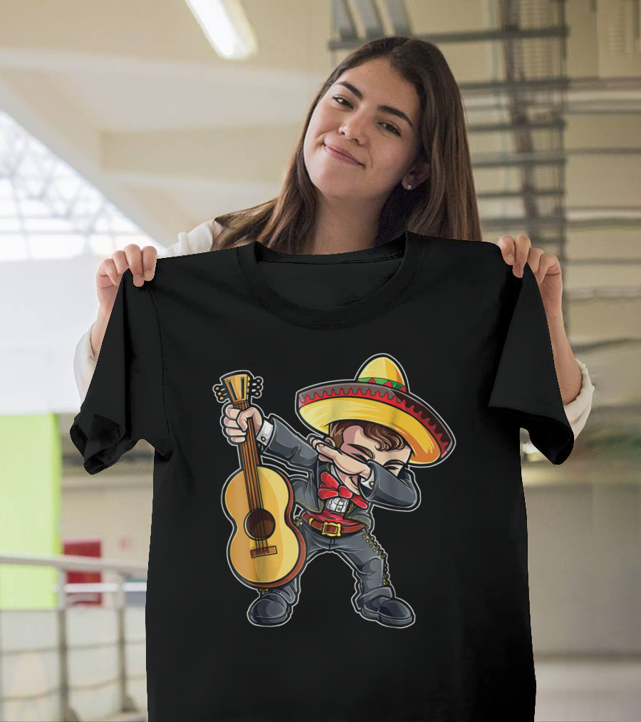 Dabbing Mariachi Guitar Cinco De Mayo Dab Men Kids Sombrero T-Shirt