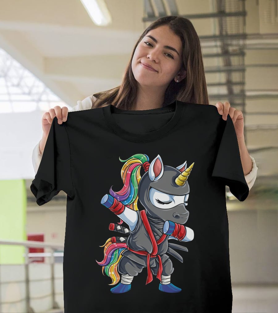 Dabbing Ninja Unicorn Rainbow Martial Arts Women T-Shirt