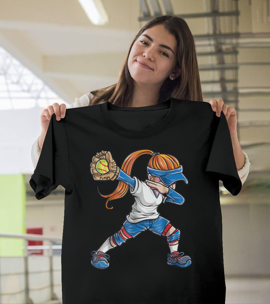 Dabbing Softball Girl Catcher Pitcher Women Dab T-Shirt