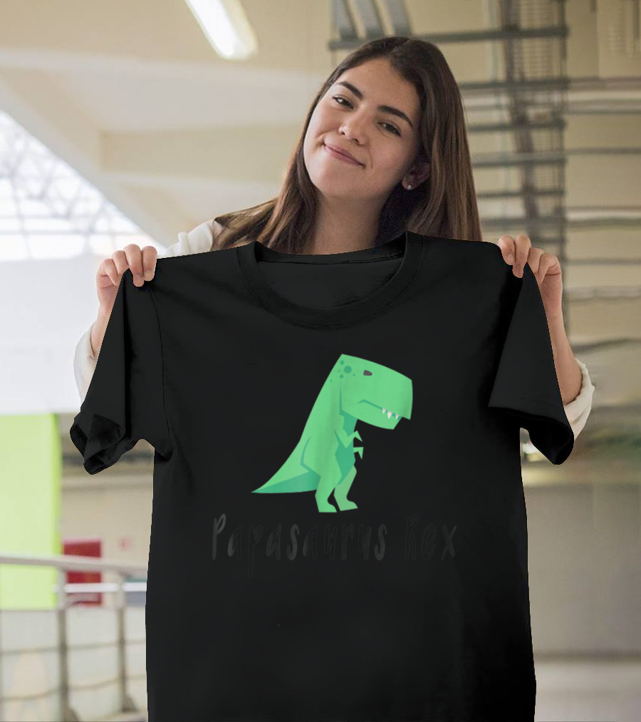 Papasaurus Rex Cute Dinosaur Dad Funny T-Shirt