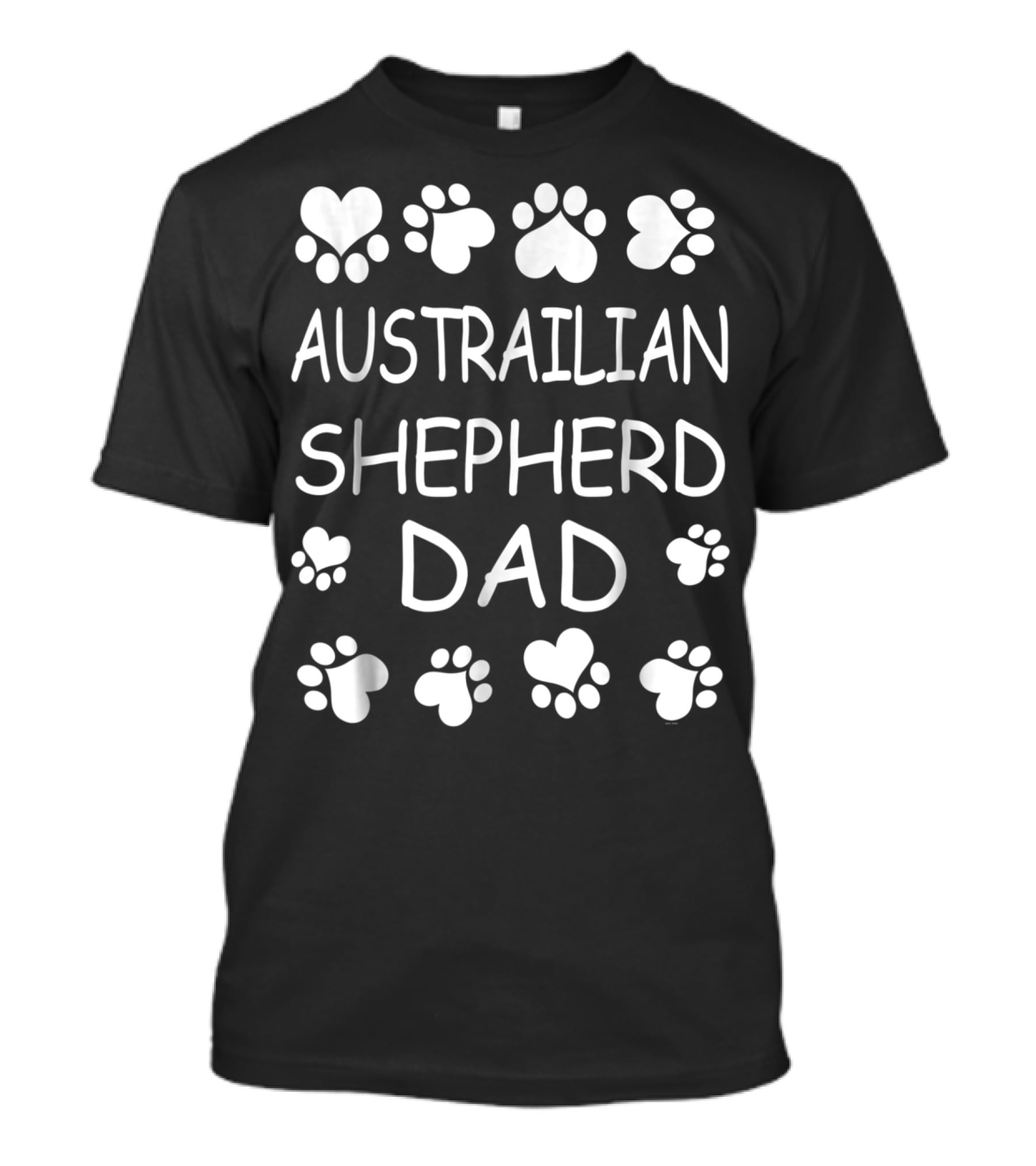 Australian Shepherd Dad Paw Print Love T-Shirt