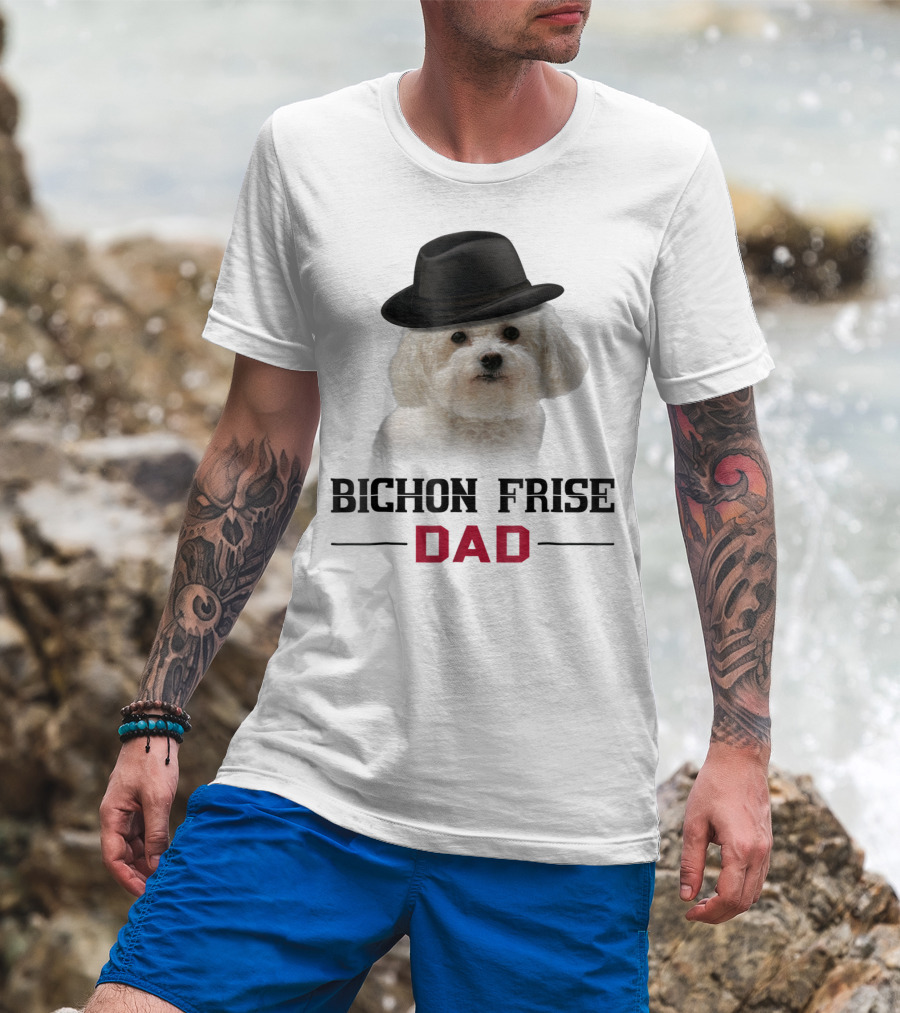 Bichon Frise Dad Puppy Wearing Fedora T-Shirt