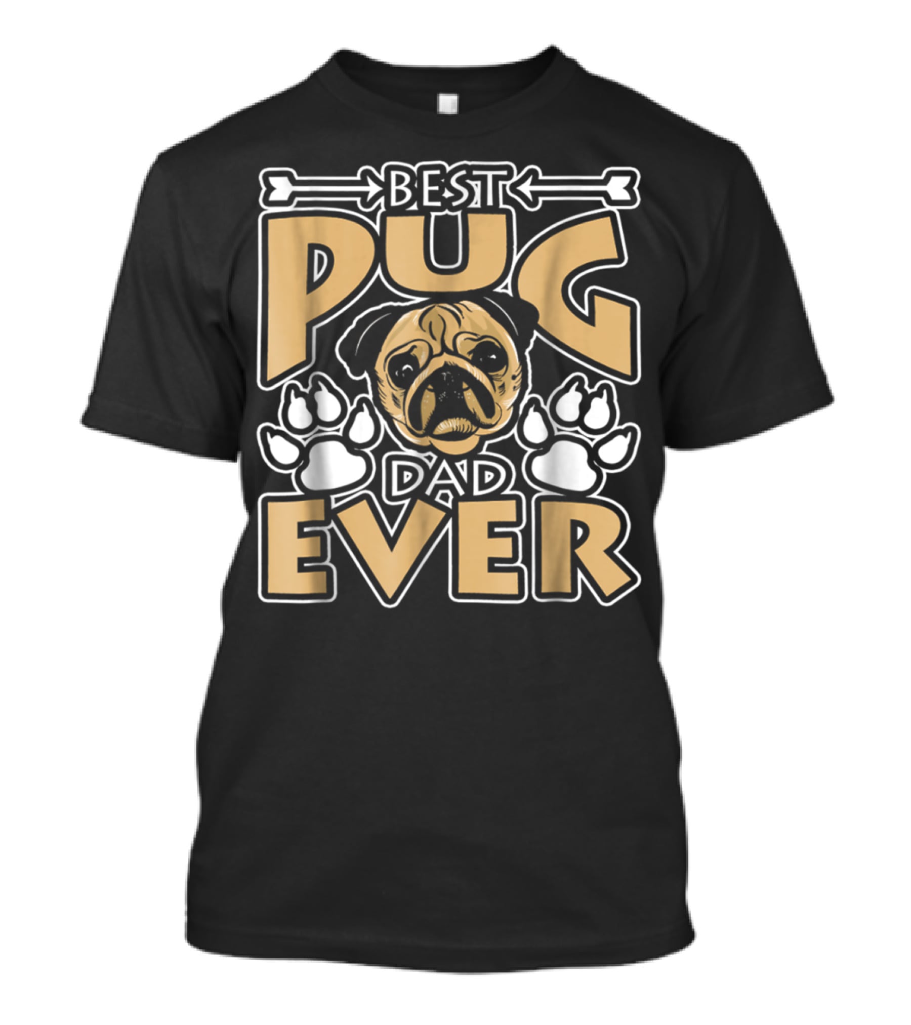 Best Pug Dad Ever With Paw Prints And Dog Bone Elements T-Shirt