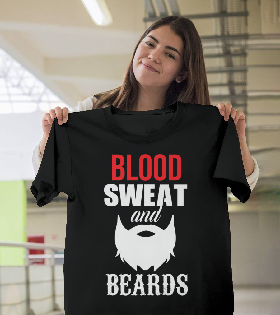 Blood Sweat And Beards For Bearded Dad Men T-Shirt