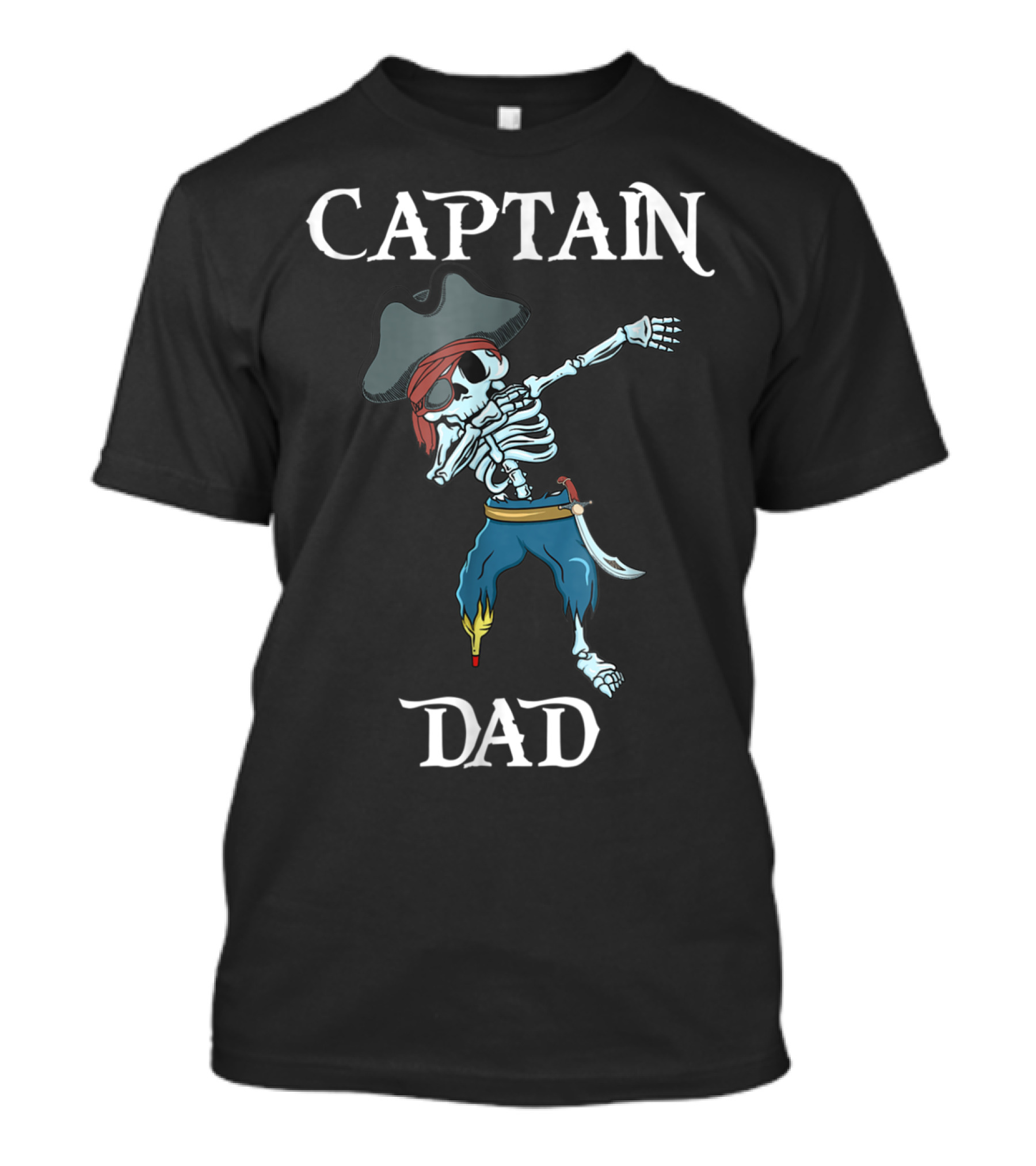 Captain Dad Pirate Skeleton Dabbing Halloween Costume T-Shirt