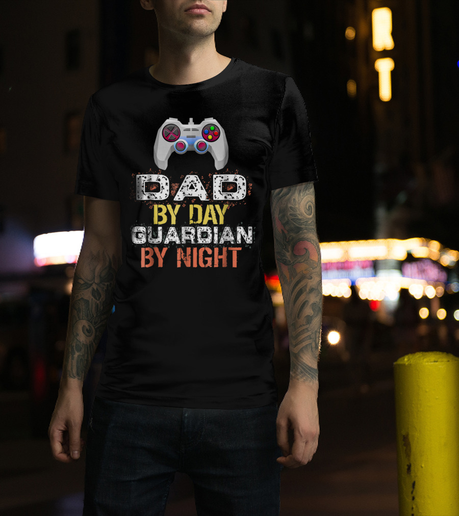 Dad By Day Guardian By Night Video Game Controller T-Shirt