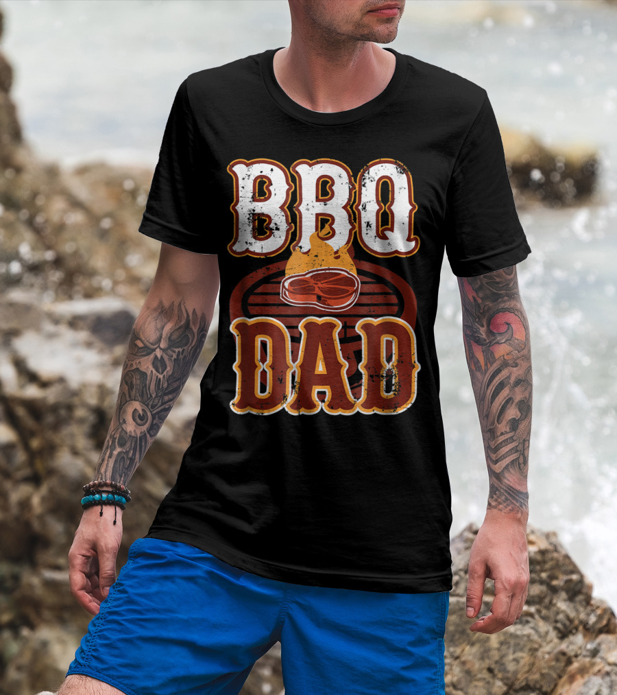 BBQ Dad Steak Grilling Flame Barbecue Dad T-Shirt