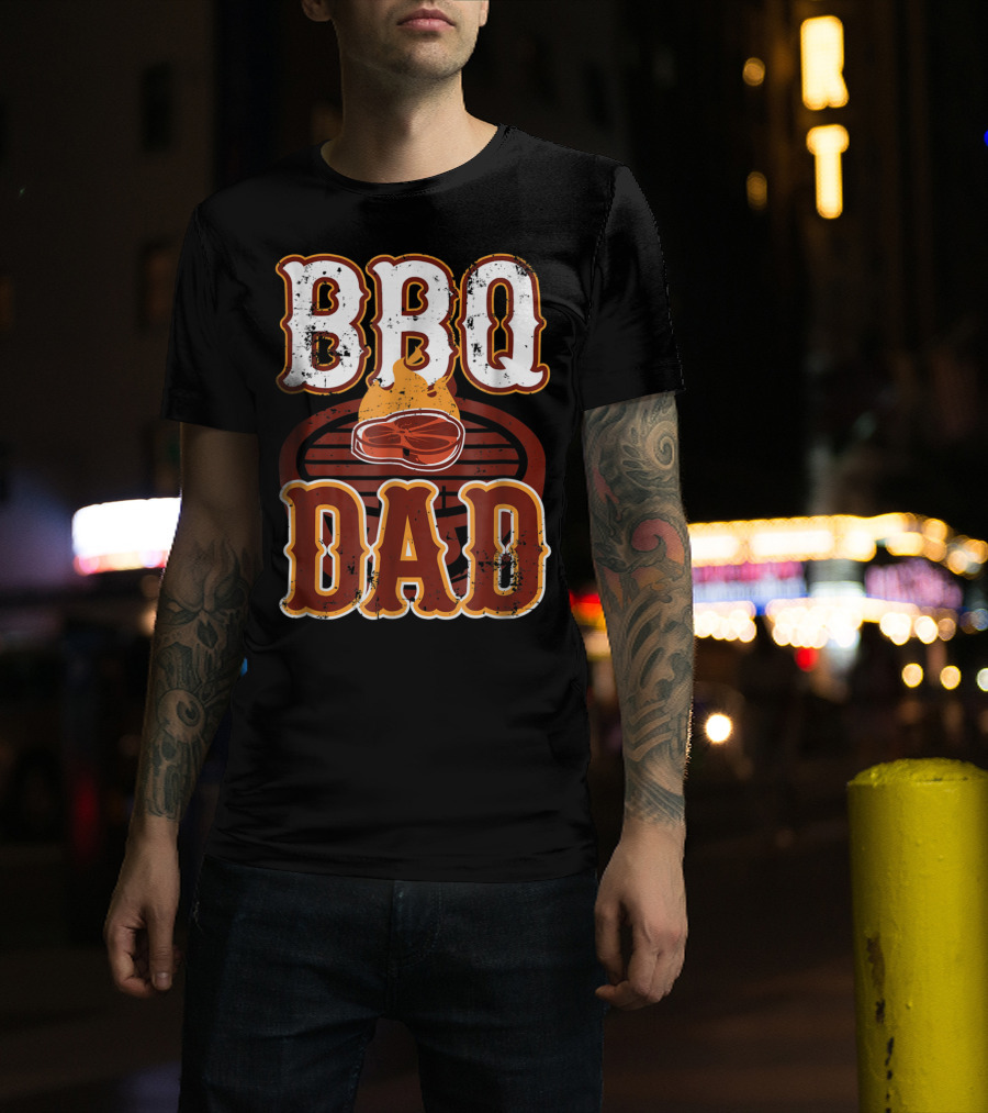BBQ Dad Steak Grilling Flame Barbecue Dad T-Shirt