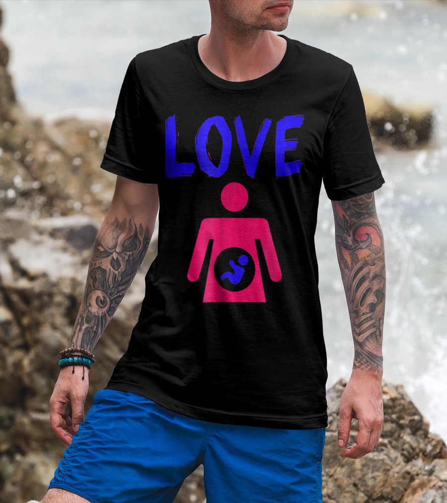 Love Dad Mom Son Pregnancy T-Shirt