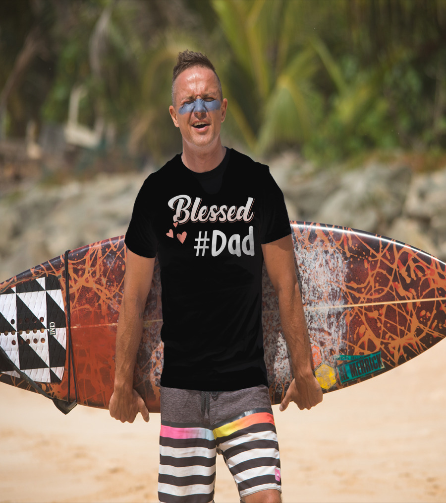 Blessed #Dad With Hearts T-Shirt