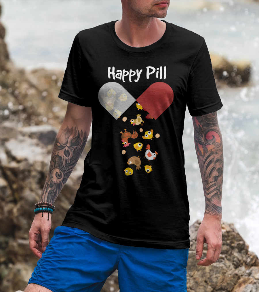 Happy Pill Chickens Capsule Fun T-Shirt