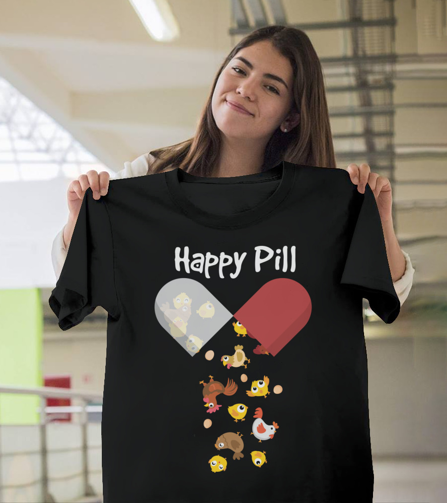 Happy Pill Chickens Capsule Fun T-Shirt