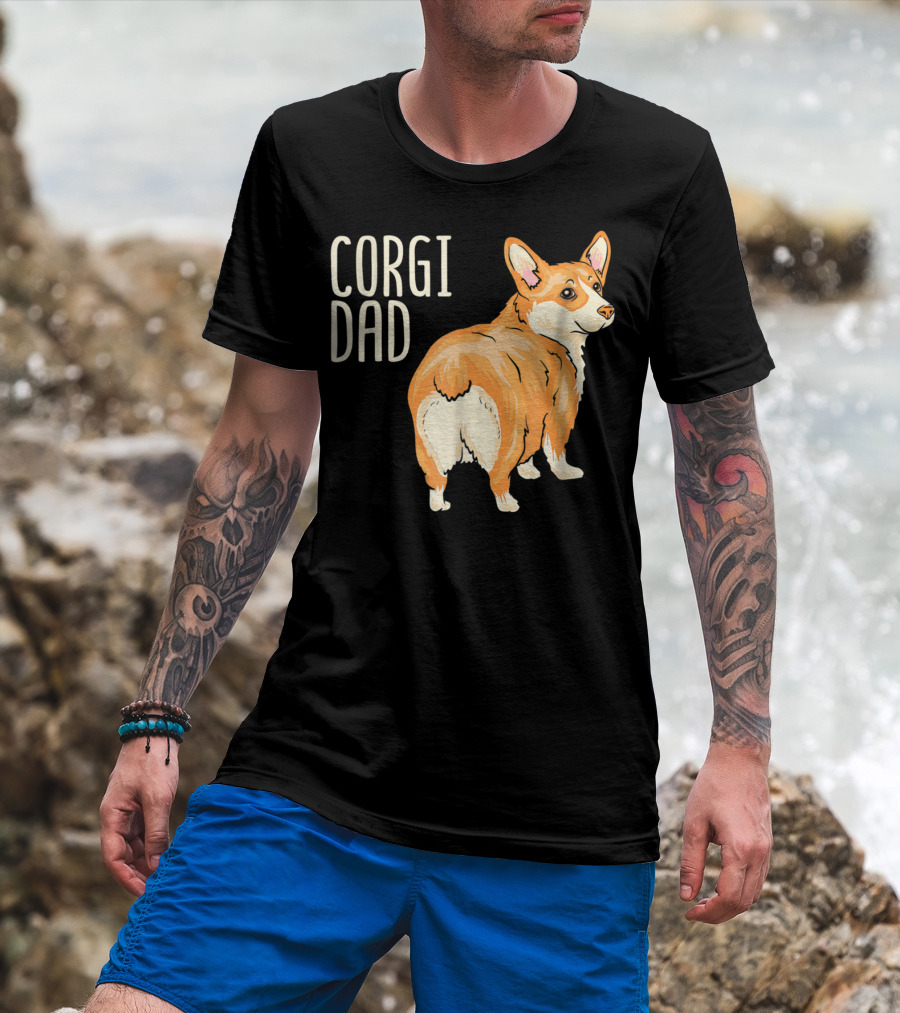 Corgi Dad Cute Dog Pet Owner Adopt Rescue T-Shirt