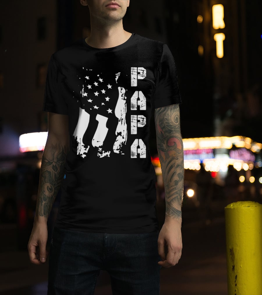 Papa Flag Father's Day S61 USA T-Shirt