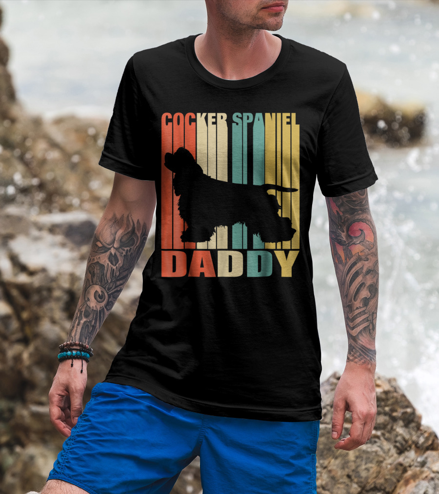 Cocker Spaniel Daddy Vintage Dog42 Love T-Shirt