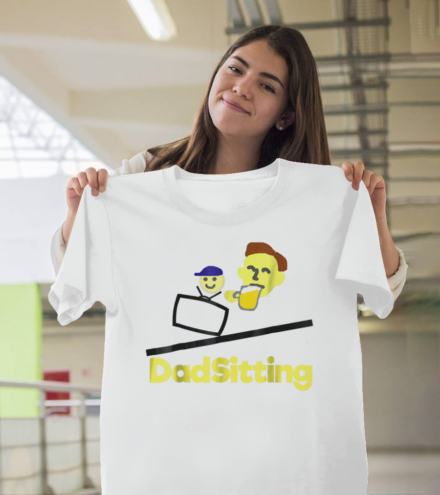 DadSitting Dad Happy Humor With TV And Beer T-Shirt
