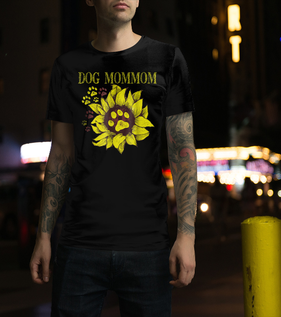 Dog Mommom Sunflower Paw Prints T-Shirt