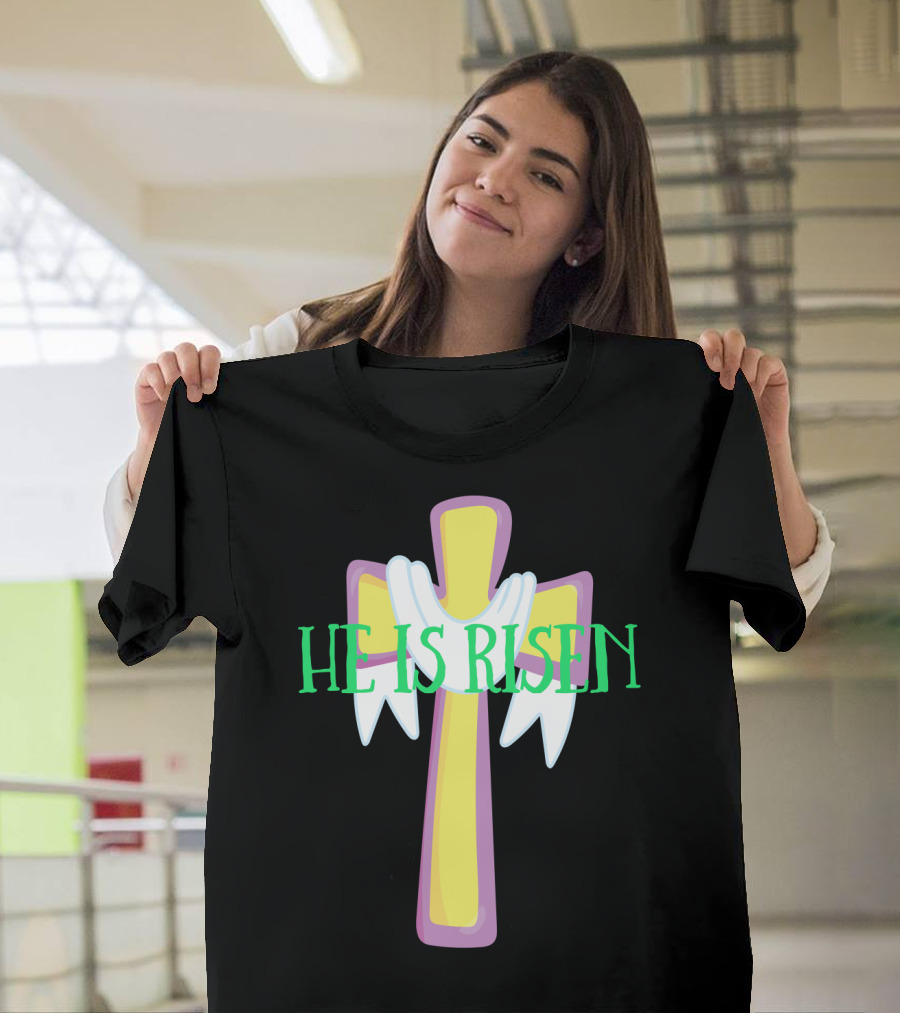 Easter He Is Risen Christian Cross Jesus Pastor Dad51 T-Shirt