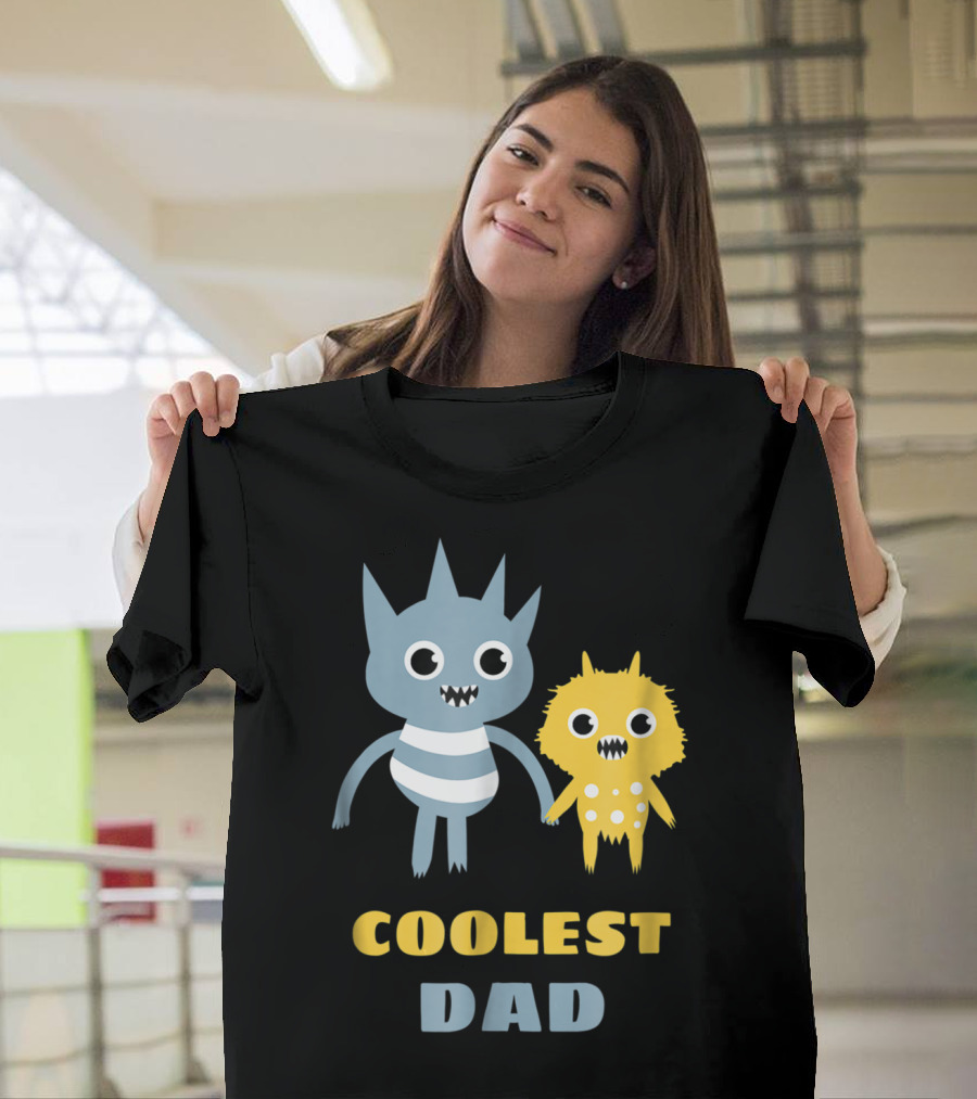 Coolest Dad Funny Monster Creatures Holding Hands T-Shirt