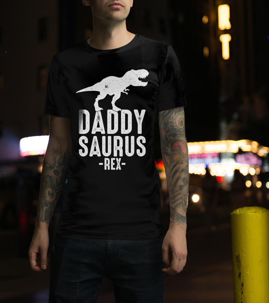 Daddysaurus Rex Daddy Dinosaur Pun T-Shirt