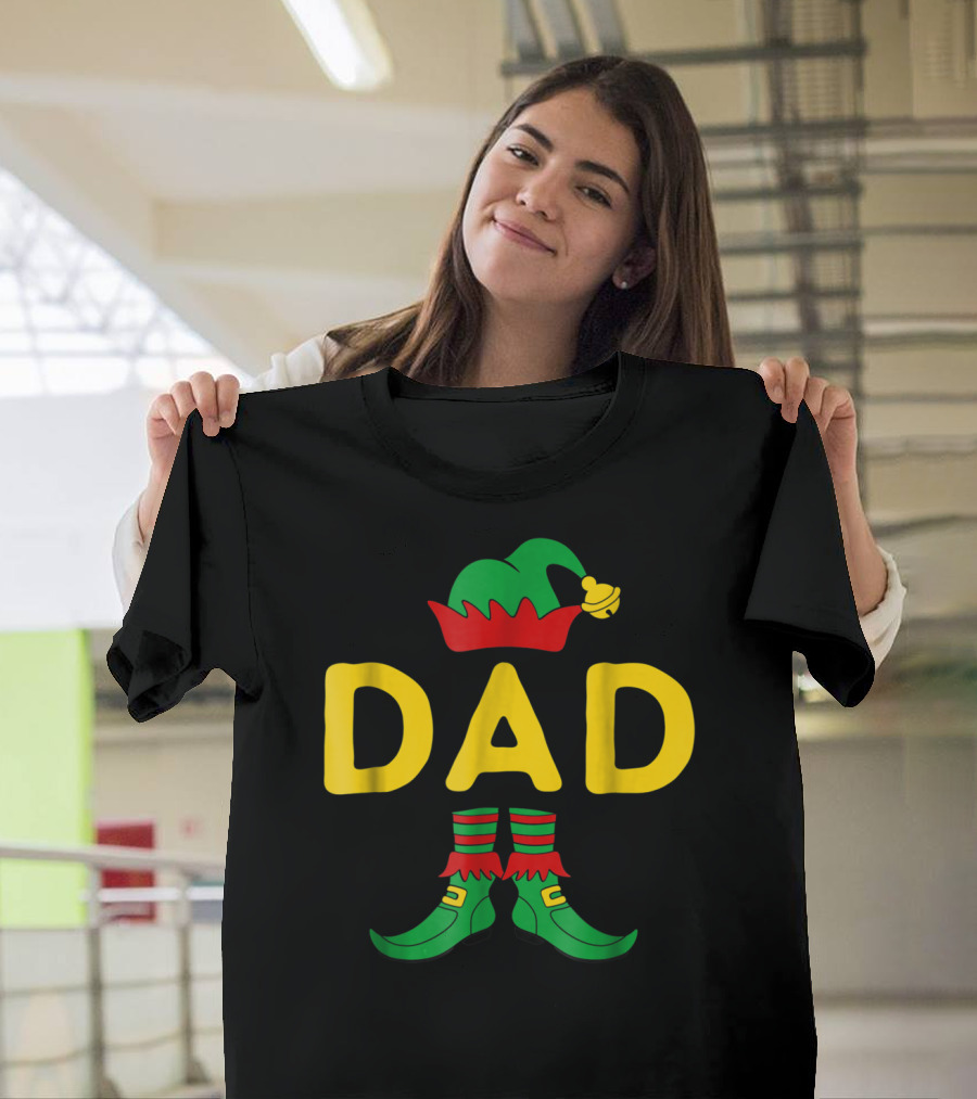 Dad Elf Christmas Hat and Shoes T-Shirt