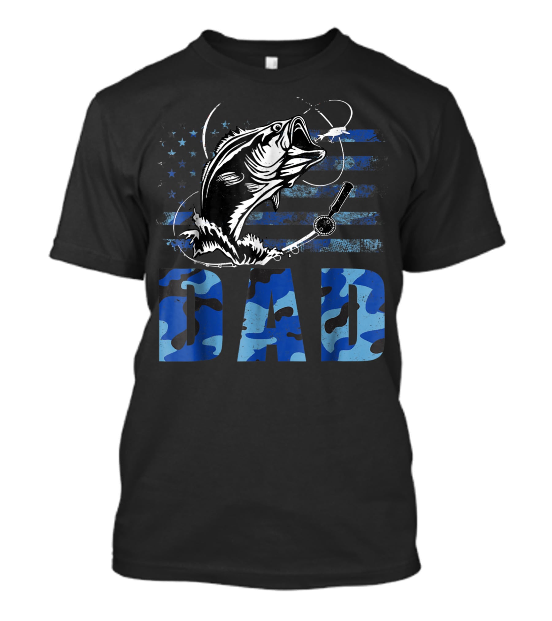 Dad Fishing Camouflage USA Flag T-Shirt